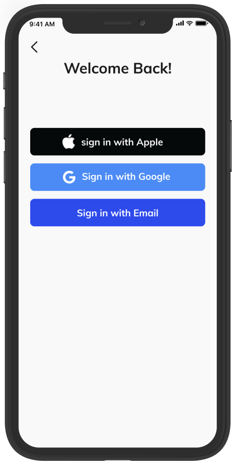 A mobile phone is showing the sign in page with iterations.